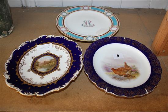 3 cabinet plates by Worcs,Coalport and Minton